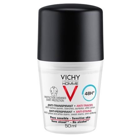 Vichy Deodorant roll-on Homme cu efect anti-urme, eficacitate 48h