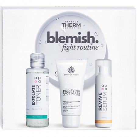 Set Blemish Fight Routine, Synergy Therm, Toner exfoliant, 100 ml + Masca Faciala, 50 ml + Serum Revive Retinal 0.05%, 30 ml