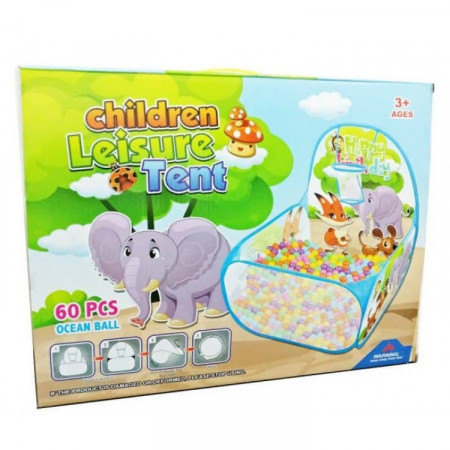 Tarc de joaca pliabil cu 60 de bile multicolore incluse