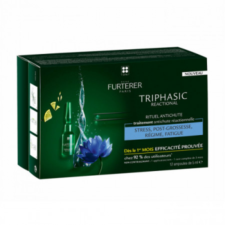 Tratament impotriva caderii parului Rene Furterer Triphasic Reactional, 12 fiole x 5 ml