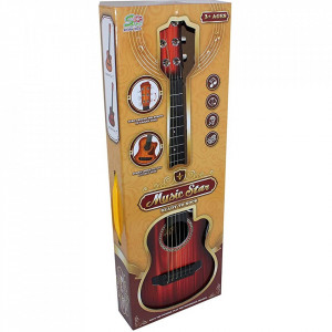 Chitara Star de jucarie, din lemn cu 6 corzi metalice