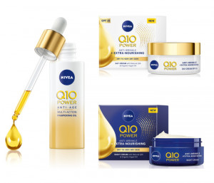 Set Nivea Q10 Power, Crema antirid zi 50 ml + Crema antirid noapte 50 ml + Gel contur ochi