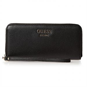 Portofel GUESS VIKKY SLG LARGE ZIP AROUND Negru/Argintiu