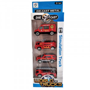 Set 4 masinute de pompieri- Mini Fire Trucks