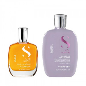 Set pentru netezire Alfaparf Milano Semi Di Lino Sampon 250 ml + Ulei pentru netezire 100 ml