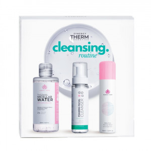 Set Cleansing Routine SYNERGY THERM, Apa micelara, 250 ml + Spuma pentru curatare faciala, 250 ml + Apa Termala Spray, 150 ml