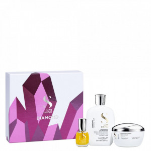 Set pentru stralucire Alfaparf Semi Di Lino Diamond Iluminating cu 250 ml Sampon + 200 ml Masca + 15 ml Serum