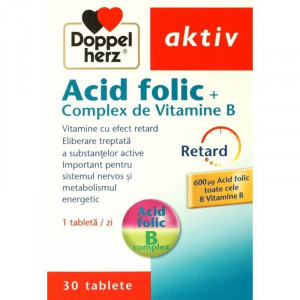 Acid Folic plus Complex de Vitamine B DoppelHerz 30 tablete