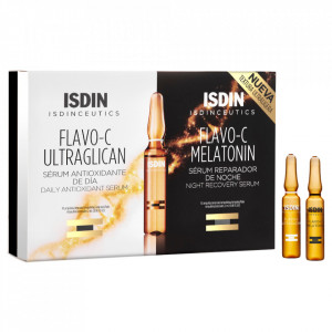 Fiole ser antioxidant ultraglican si melatonina Isdin FLAVO-C Melatonin Day & Night