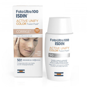 Fluid de protectie solara pentru fata cu SPF 50+ Isdin Active Unify Color Fusion Fluid, 50 ml