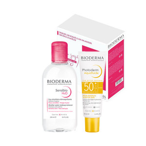 Set Bioderma Crema protectie solara Photoderm Max Aquafluide SPF 50+, 40 ml, Solutie micelara Sensibio H2O, 250 ml