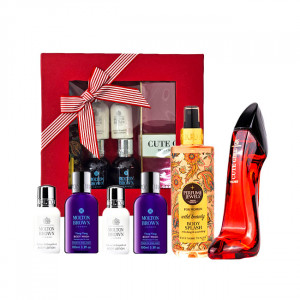 Set Paradiso, Apa de Parfum Ard Al Zaafaran Cute Girl Velvet, Spray de Corp Eyup Sabri Tuncer Wild Beauty, 2 x Lotiune de corp Molton Brown Vetiver & Grapefruit, 2 x Gel de Dus Molton Brown Relaxing Ylang-Ylang