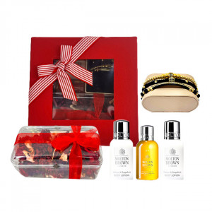 Set Roses Symphony, Set 3 bratari din otel inoxidabil, onix si zirconiu, Gel de Dus Molton Brown Vetiver & Grapefruit Bath,  2 x Lotiune de corp Molton Brown Vetiver & Grapefruit, Flori Uscate si Parfumate