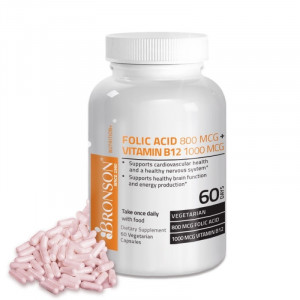 Acid folic + Vitamina B12 60 capsule Bronson Laboratories