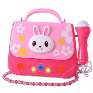 Microfon de jucarie portabil cu gentuta Boombox, roz