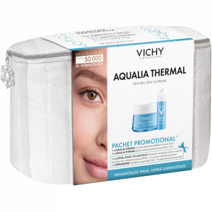 Pachet Vichy Crema hidratanta pentru ten normal Aqualia Thermal Light, 50 ml + Balsam hidratant pentru zona ochilor Aqualia Thermal, 15 ml