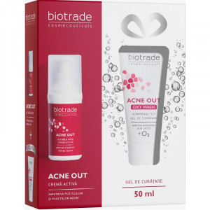 Pachet Acne Out Crema Activa 30 ml + Gel de curatare Acne Out Oxy Wash, 50 ml Biotrade