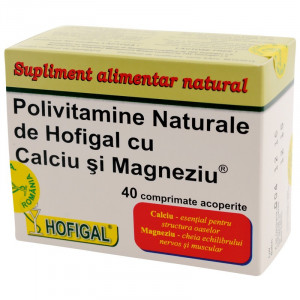Polivitamine naturale cu calciu și magneziu, 40 capsule, Hofigal