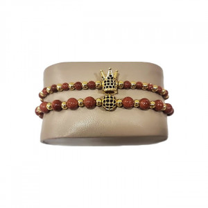 Set 2 bratari Attract din otel inoxidabil si zirconiu, Unisex, gold