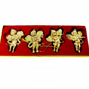 Set patru accesorii decorative pentru brad, forma îngeraș
