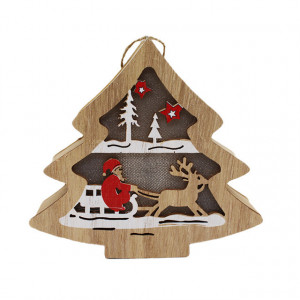 Casuta Fir in forma de bradut, cu luminite si design de iarna, CFL0