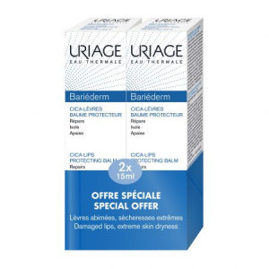Pachet Balsam protectie buze Uriage Bariederm Cica, 2 x15 ml