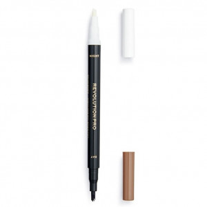 Ser pentru sprancene si creion pentru sprancene 24 de ore, Makeup Revolution, Revolution Pro
