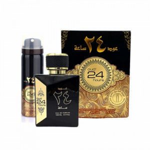 Set cadou Ard al Zaafaran Oud 24 Hours Apa de Parfum 100ml + Deodorant Spray 50ml
