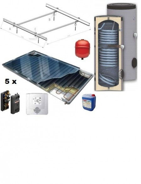 Pachet panouri solare plane Thermosolar cu boiler Woody de 300 l pentru 3 - 4 persoane