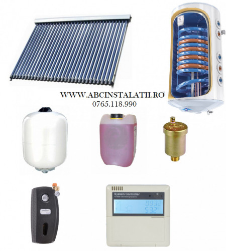 PACHET PANOU SOLAR cu 15 tuburi vidate SONTEC si boiler 150 litri cu 2 sepentine pentru 2-3 persoane