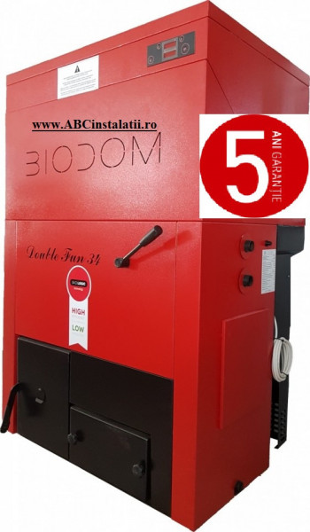 Centrala termica pe peleti Biodom Double FAN 30 Kw + CADOU Termostat Ambient Salus IT500