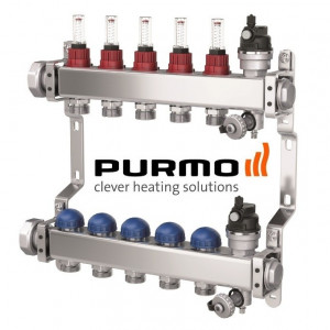 PURMO Distribuitor colector cu debitmetre si ventile M30 4 circuite
