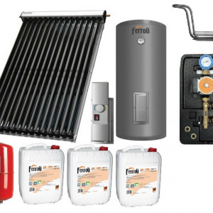 Ferroli Pachet panouri solare Ferroli cu 25 tuburi vidate si boiler bivalent ECOUNIT 200 litri (PSFACM200)