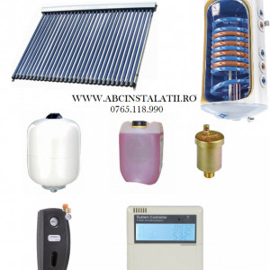 PACHET PANOU SOLAR cu 15 tuburi vidate SONTEC si boiler 150 litri cu 2 sepentine pentru 2-3 persoane