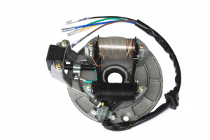 Stator 80-125cc (5 fire, 2 bobine, cu platou si senzor scanteie)