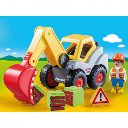 Playmobil - 1.2.3 Excavator Cu Brat Mobil