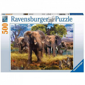 Puzzle Familie De Elefanti, 500 Piese