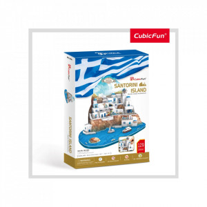 Puzzle 3D Insula Santorini (Nivel Complex 129 Piese)