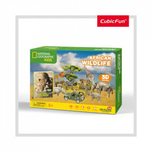 Puzzle 3D+Brosura-Animale Salbatice 69 Piese