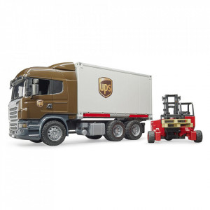 Bruder Camion Ups Scania R-Series Si Stivuitor