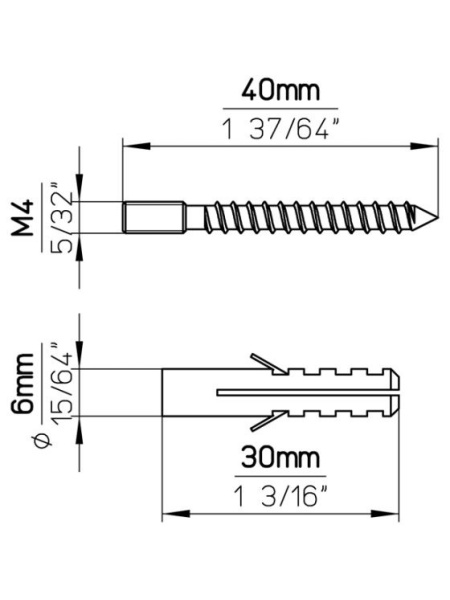Surub fixare cu diblu ST4*40-S6V5E 4x40 S6V5E 5 set