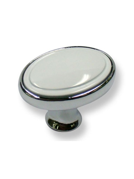 Buton mobila 1972-32ZN1A4 crom lucios cu insertie plastic alba