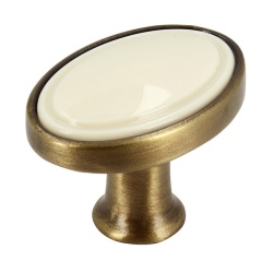 Buton mobila 1972-32ZN31A78 oval bronz antic insertie plastic Siro