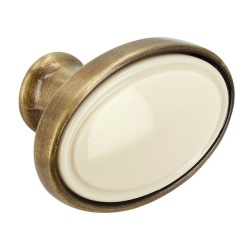 Buton mobila 1972-32ZN31A78 oval bronz antic insertie plastic Siro
