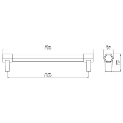 Maner mobila S678-180HZ14ZN27 stejar lacuit cu inox Siro schita