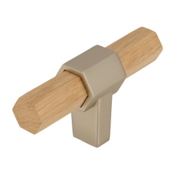 Buton mobila S677-68HZ14ZN27 stejar lacuit cu inox Siro