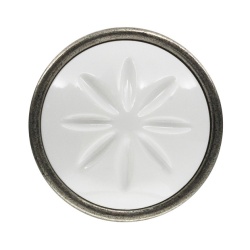 Buton mobila 1919-34ZN28A4 argint antic cu insertie alba Siro