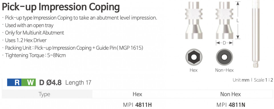 Multiunit Pick-up Impression Coping [Transfer Lingura Deschisa pentru Multiunit]