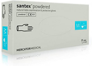 Manusi de examinare din latex - pudrate SANTEX XS, S, M, L