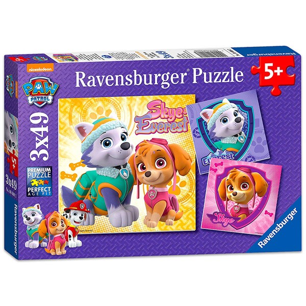 Puzzle Patrula Catelusilor 3x49 piese- Skye si Everest